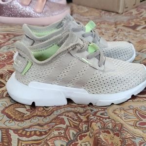 Tan toddler flyknit Adidas sneakers